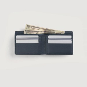 Affordable Custom Men's Genuine Leather Slim <b>Wallets</b> Fold Closure RFID Blocking Minimalist Design Luxury <b>Wallets</b> - Product Image 4