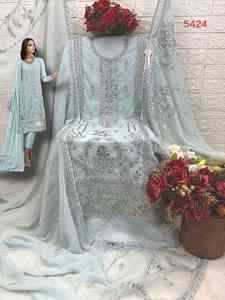 Nuevo Traje Pakistaní de Georgette con Bordado Intenso de Diseñador, Vestido Estilo Indio para Damas a Bajo Precio, Salwar con Estampado - Product Image 3