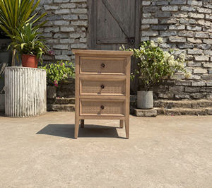 Ensemble de chambre à coucher style campagne française, table à manger rustique en bois massif, chêne du Vietnam, noyer, aulne, acacia, pin, rotin - Product Image 3