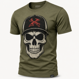 T-shirt Homme Bleu Marine à Motif Crâne, Manches Courtes, Style Urbain, 100% Coton, Col Rond, Coupe Classique, Respirant, Écologique - Product Image 3