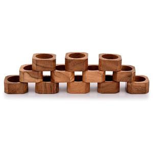 Anillos de Servilleta Redondos y Cuadrados Hechos a Mano de Lujo, Anillos de Servilleta de Madera para Decoración de Bodas - Product Image 2