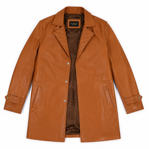 OEM Custom Avan <b>Tan</b> <b>Brown</b> Genuine Leather Bomber Jacket Waterproof Winter Stand Collar Streetwear Zipper Closure Cotton Lining - Product Image 1