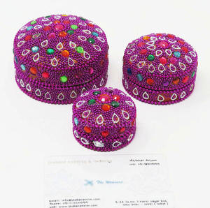 Caja para Joyas, Juego de 3 Piezas, para Guardar Joyas, Artesanía India con Cuentas, Metal, Decoración de Mesa, Regalo, Tamaño Personalizado, Caja para Pastillas con Cuentas - Product Image 6