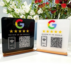 Nuevo soporte de señal QR de acrílico Vertical con estilo, Base de madera, iconos de menú de códigos QR de redes sociales personalizados para publicidad minorista - Product Image 2