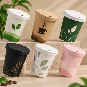 Tapas Desechables de Plástico para Vasos de Bebidas EcoRev, Antiderrames, Fáciles de Abrir, con Cierre Acanalado y Diseño de Vapor, Personalizables - Product Image 2