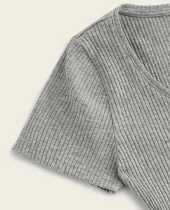 Blusas de Mujer al por Mayor, Personalizadas, de Manga Corta, Tejidas, a Cuadros, Cuello Redondo, 100% Algodón, Nueva Llegada, Top Corto Informal de Verano, OEM - Product Image 3
