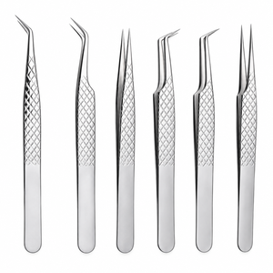 Professional Silver <b>Mirror</b> Finish High Quality Japanese Stainless Steel Custom Logo Diamond Grip Eyelash Extension Tweezers - Product Image 3