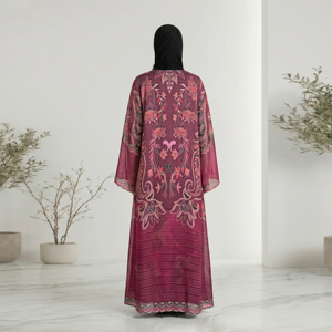 Abaya Cardigan Ouvert en Soie Océanique Grande Taille Modeste de Qualité Supérieure pour Mariage, Vêtement d'extérieur Uni pour Femmes Musulmanes - Product Image 3