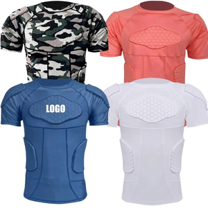 เสื้อกีฬาผู้ชายแบบมีแผ่นรองรับแรงกระแทกสำหรับฟุตบอล ป้องกันหน้าอกและซี่โครง ชั้นในสำหรับเล่นกีฬา คุณภาพสูง แห้งเร็ว เหมาะสำหรับการฝึกซ้อม - Product Image 1