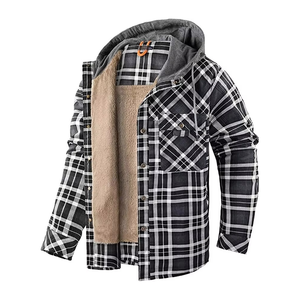 Men's Plaid Hooded Shirt Jacket With Sherpa Lining Windproof Casual Winter <b>Coat</b> Thick Fleece <b>Lined</b> Regular Fit - Product Image 3
