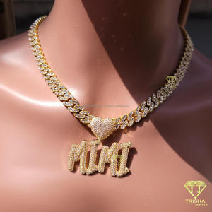 Hip Hop Custom <b>Name</b> Pendant Gold Cuban <b>Chain</b> Moissanite Diamond Bling Necklace For Men Women - Product Image 4