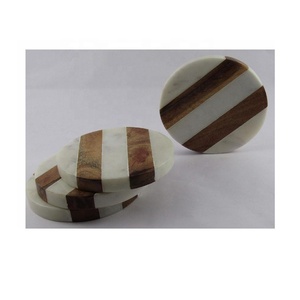 Juego moderno de 4 posavasos con diseño de mármol y madera con vidrio para café, té y comedor, Decoración de cocina para el hogar - Product Image 6