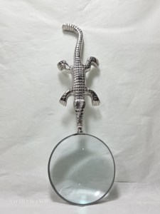 Silver Crocodile Magnifying Glass Handheld Animal Handle Magnifier Vintage Desktop <b>Decor</b> Luxury Gift Metal Craft Handicraft - Product Image 6