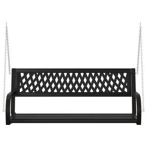 Banc balançoire de jardin en acier et plastique noir, résistant, pour terrasse - Product Image 4