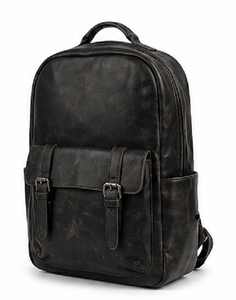 Vintage Genuine <b>Leather</b> Mens Travel <b>Backpack</b> Retro Distressed Rugged Stylish Lightweight <b>Large</b> Capacity Laptop Bag - Product Image 2