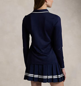 Polo de manga corta con cremallera de 1/4, 230 g/m², 100 % algodón, de alta calidad, ODM/OEM, con logotipo, informal, para golf, para mujer. - Product Image 3