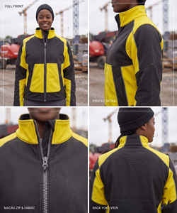 100% Polyester Reflective Safety <b>Jacket</b> Warm Windproof Workwear Construction <b>Jackets</b> Women Stand Collar Zip Up Safety <b>Jacket</b> Top - Product Image 5