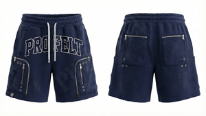 Pantalones Cortos Extra Grandes Cómodos de Color Liso 100% Algodón con Parches de Cuero Personalizados, Logotipo Bordado, Diseño OEM ODM, Estilo Desgastado - Product Image 5