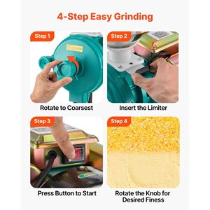 Molino Eléctrico Comercial de Alimentos de 110 Lbs/H, 1500W, Pulverizador de Hierro Fundido con Base de Goma Antideslizante, Máquina para Moler Especias - Product Image 5