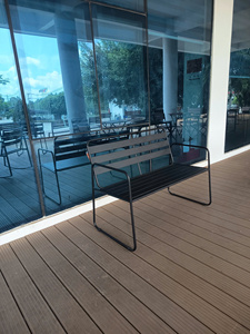Modern Outdoor Patio <b>Bench</b> with Wooden Seat and Back Steel Frame Design for Garden Park Villa Use KTS-241026-07 - Product Image 4