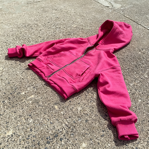 Double Layer Boxy Fit <b>Zip</b> <b>Up</b> Hoodie Cotton Sweatshirt Custom Embroider Streetwear Zipper <b>Cropped</b> Hooded Sweatshirt for Unisex - Product Image 5