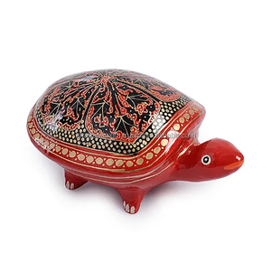 Boîte en papier mâché en forme de tortue, artisanale, durable, peinte à la main, mignonne, mini organisateur de bijoux pour bagues et clous d'oreilles - Product Image 2
