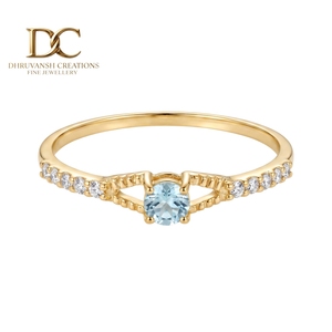 Anillo de Boda de Lujo en Oro Amarillo Sólido de 14 Quilates con Diamante Cultivado en Laboratorio y Yag Paraiba Azul, Joyería Fina para Mujer, Certificado IGI - Product Image 1