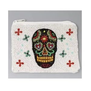 Porte-monnaie brodé à la main élégant TAMATO avec perles, couleur et taille personnalisables pour femmes et filles - Jolie pochette zippée bohème - Product Image 2