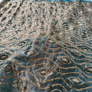 Tela de Seda Espacial con Lentejuelas Leriya y Bordado de Hilo Zari en Zigzag, Elegante y de Alta Gama, para Vestidos de Novia, Suministro Mundial - Product Image 6