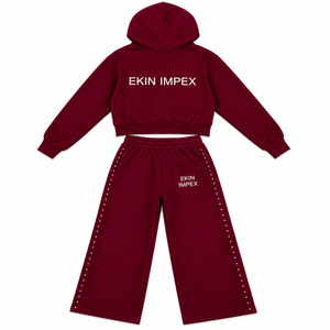 Sudadera con capucha personalizada de alta calidad con estampado serigráfico, pantalones de chándal negros con cremallera y sudadera con capucha de 500 GSM, conjunto deportivo de streetwear. - Product Image 4