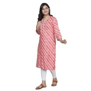 Kurta SHUBH EXIM para Mujer, Estilo Holgado, Bordado Leheriya, Rayón Vintage, para Uso Festivo, Disponible a Precio de Mayoreo - Product Image 1
