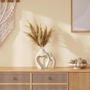 Juego de 2 Jarrones de Cerámica con Forma de Corazón Nórdico, Centros de Mesa Blancos para Bodas y Decoraciones de Mesa - Product Image 3