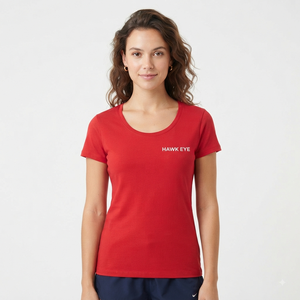 Camiseta de Manga Corta con Cuello Redondo para Mujer, Color Rojo, 100% Algodón, Estilo Casual, Transpirable, para Primavera/Verano, Marca Hawk Eye - Product Image 2