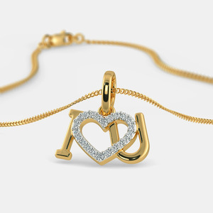 Collar con Colgante de Diamante Cultivado en Laboratorio en Forma de Corazón con la Frase 'I Love You' en Oro Amarillo - Product Image 4