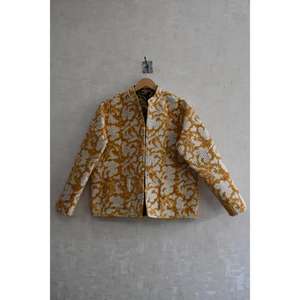 Chaqueta Acolchada Tejida con Estampado a Mano en Algodón |   Chaqueta Reversible Ecológica de Invierno, Ligera, Cálida y con Botones - Product Image 1