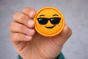 Custom Smiley Face Embroidered <b>Patch</b> with Sunglasses Iron <b>On</b> <b>Sew</b> <b>On</b> Badge for Garments Bags Caps Decoration - Product Image 4