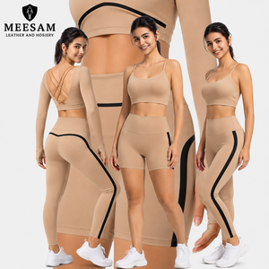 Ensemble de yoga uni en gros, Spandex/Polyester, respirant, écologique, taille mi-haute, manches longues, haute qualité - Product Image 4