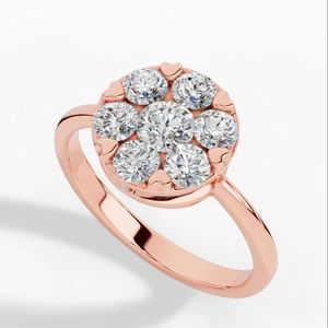 Modern Floral Cluster Duo <b>Ring</b> Radiant Round Sparkle Jewelry Premium High Polish <b>Silver</b> Composite <b>Statement</b> Eternity <b>Ring</b> - Product Image 5