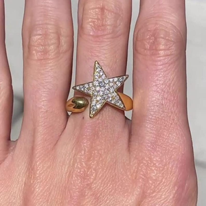 Anillo Abierto en Forma de Estrella con Micro Pavé de Diamantes Blancos de Corte Redondo para Mujer, Regalo de Cumpleaños, Joyería de Moda - Product Image 3