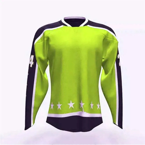 Maillot de hockey sur glace personnalisé blanc, marron, vert fluo, sublimé, en maille respirante, pour homme, manches longues, tenue d'équipe - Product Image 4