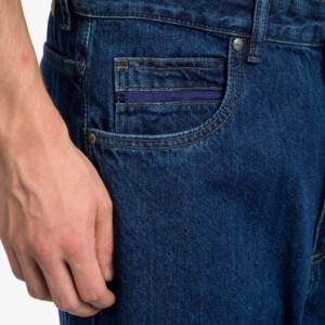 Jeans de Mezclilla de Algodón para Hombre, Corte Recto, Color Azul Oscuro, Cintura Media, Ajuste Holgado, Estilo Casual, Temporada de Otoño - Product Image 3