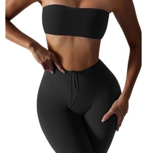 OEM ODM Women High Waist Drawstring Yoga <b>Leggings</b> Ultra Soft Stretch Fitness Gym Pants Wholesale Style - Product Image 2