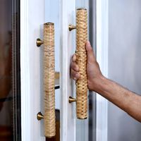 Lot de poignées de meuble en rotin naturel fait main en gros, poignée de tiroir vintage pour armoire