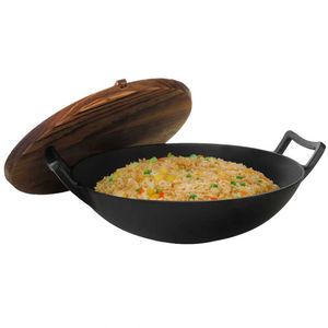 Wok Versátil de Acero Inoxidable con Fondo Redondo, Resistente, Profesional, Capacidad de 20L, Mango de Madera, Apto para Lavavajillas - Product Image 6