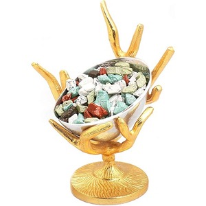 Bol en métal texturé avec intérieur émaillé à double finition, bol de service contemporain pour table à manger, décoration de cuisine et utilisation pour offrir en cadeau - Product Image 3
