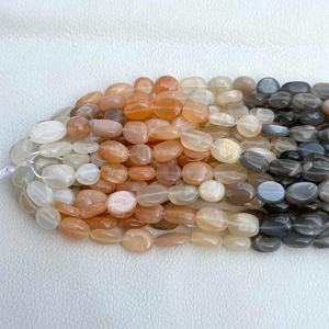 7mm-10mm naturel Multi pierre de lune lisse perles ovales AAA qualité semi-précieuse pierres précieuses en gros fabrication de bijoux 16 pouces brin - Product Image 3