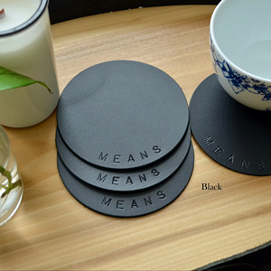 Sous-verres en cuir véritable en gros, tapis de table à café personnalisés, résistants à la chaleur, pour tasses, 10 cm GLC-0007 - Product Image 1