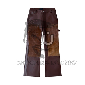Pantalon de travail en toile marron foncé pour homme, taille haute, plusieurs poches, coupe droite, tissu épais, devant plat, fermeture boutonnée, style automne - Product Image 2