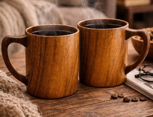 Taza de Café de Madera Hecha a Mano, Taza de Madera Maciza Natural, Diseño Rústico, Taza Ecológica para Beber en la Cocina - Product Image 4