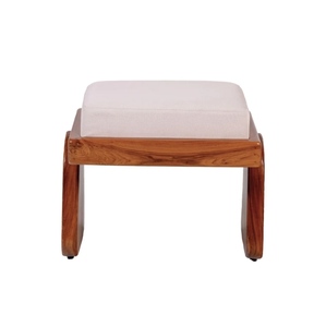 Modern Wood <b>Stool</b> with Fabric Cushion Minimalist Design Living Room Furniture Home Ottoman Seat - Product Image 4